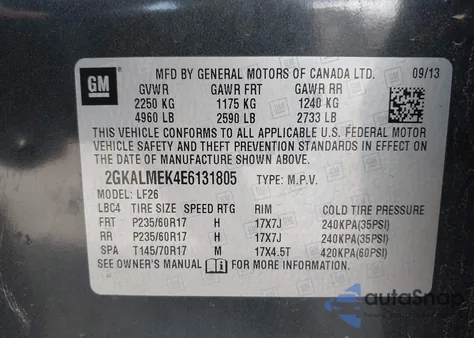 2014 GMC Terrain Sle z USA, uszkodzony, nr VIN 2GKALMEK4E6131805